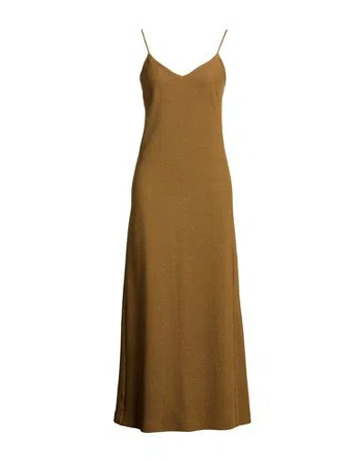 Max Mara Woman Maxi Dress Mustard Size L Cotton, Polyamide, Elastane In Brown