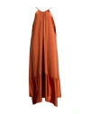 Max Mara Woman Maxi Dress Rust Size 10 Viscose, Elastane, Silk In Red