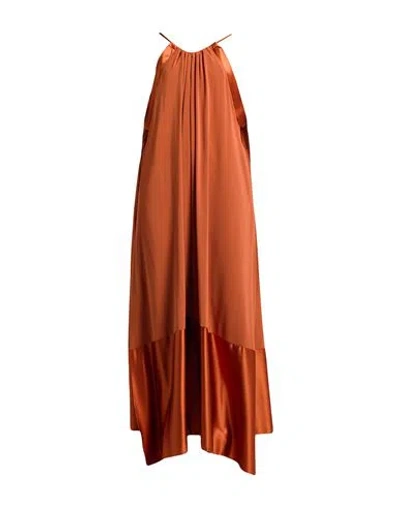 Max Mara Woman Maxi Dress Rust Size 10 Viscose, Elastane, Silk In Red