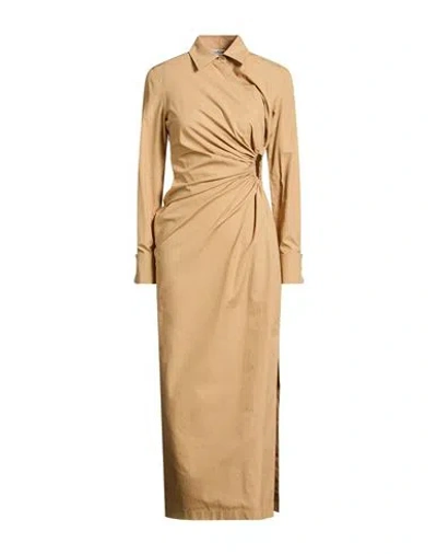 Max Mara Woman Maxi Dress Sand Size 4 Cotton In Nude