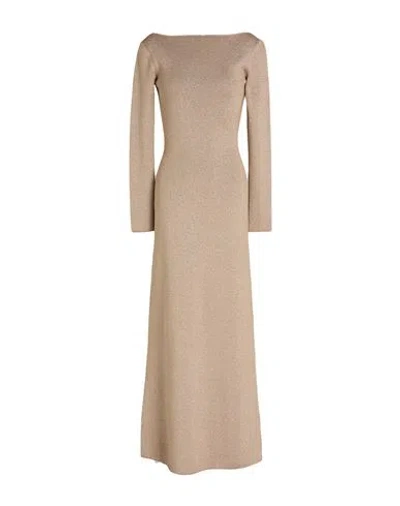 Max Mara Woman Maxi Dress Sand Size L Viscose, Metallic Fiber, Polyamide, Elastane