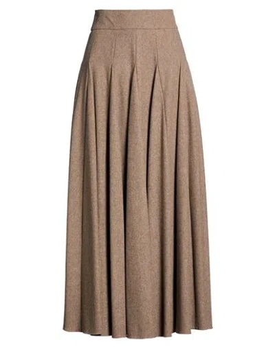 Max Mara Woman Maxi Skirt Brown Size 8 Virgin Wool, Elastane