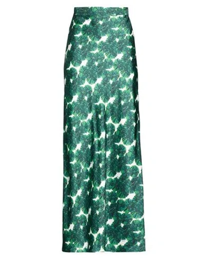 Max Mara Woman Maxi Skirt Green Size 6 Silk