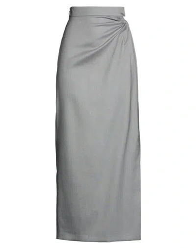 Max Mara Woman Maxi Skirt Grey Size 10 Virgin Wool, Mohair Wool, Silk In Gray