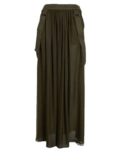 MAX MARA MAX MARA WOMAN MAXI SKIRT MILITARY GREEN SIZE 8 SILK, COTTON