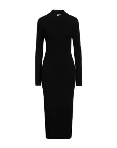 Max Mara Woman Midi Dress Black Size L Virgin Wool, Polyester
