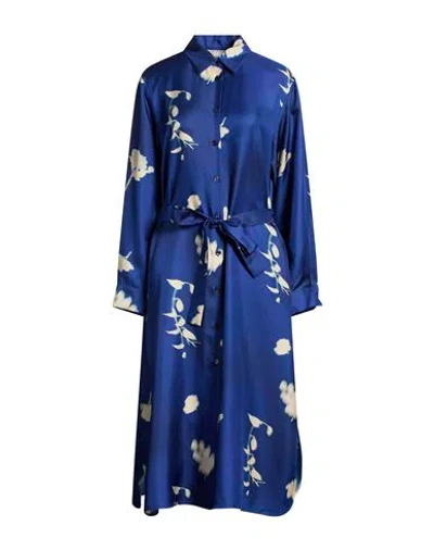 Max Mara Woman Midi Dress Blue Size 12 Silk