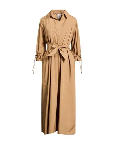 Max Mara Woman Midi Dress Camel Size 4 Cotton In Multi