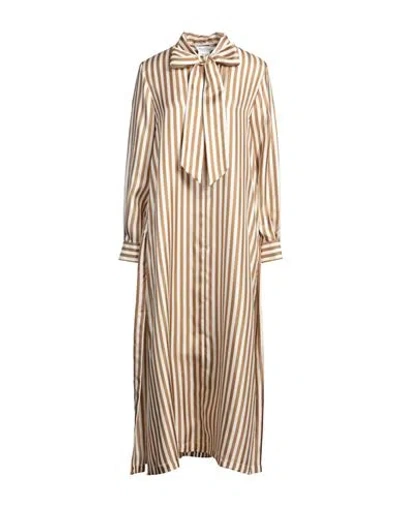 Max Mara Woman Midi Dress Camel Size 8 Silk