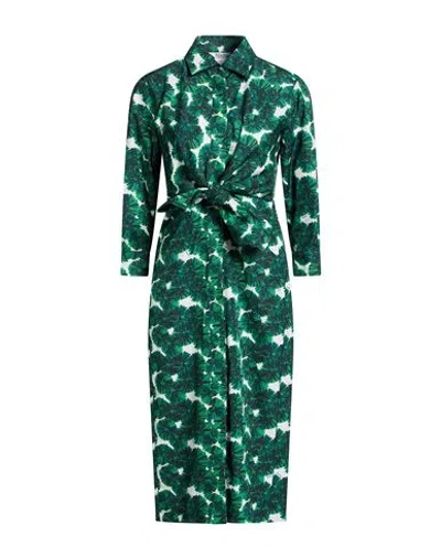 Max Mara Woman Midi Dress Dark Green Size 4 Cotton In Multi