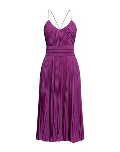 Max Mara Plisse Midi Dress In Purple