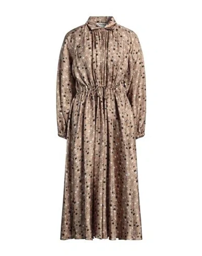Max Mara Woman Midi Dress Light Brown Size 8 Silk In Beige