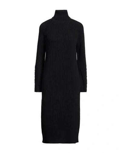 Max Mara Ribbed Turtleneck Dress In Black