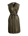 Max Mara Woman Midi Dress Military Green Size S Polyester, Polyurethane Resin In Green