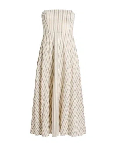 Max Mara Woman Midi Dress Off White Size 4 Cotton, Linen