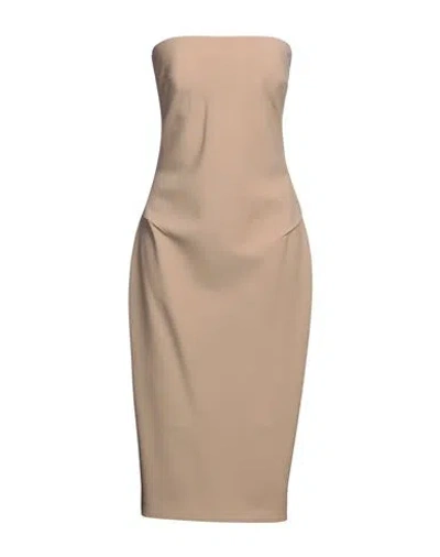 Max Mara Woman Midi Dress Sand Size 8 Virgin Wool, Elastane In Brown