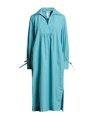 Max Mara Woman Midi Dress Turquoise Size 8 Cotton In Blue