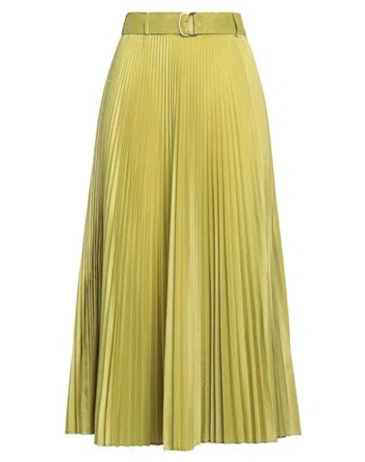 Max Mara Woman Midi Skirt Acid Green Size 10 Silk, Polyester
