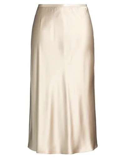 Max Mara Woman Midi Skirt Beige Size 16 Silk In Neutral