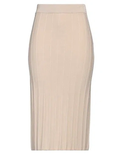 Max Mara Woman Midi Skirt Beige Size L Virgin Wool