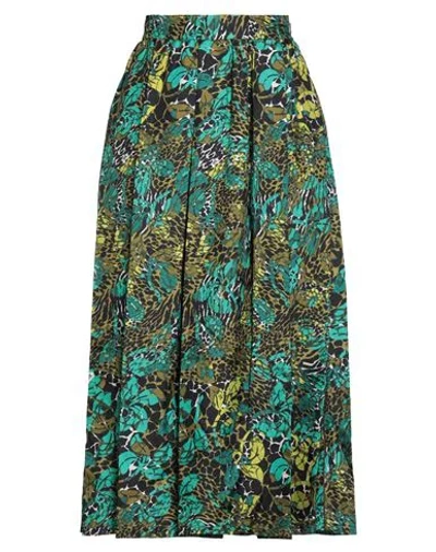Max Mara Woman Midi Skirt Black Size 16 Silk In Green