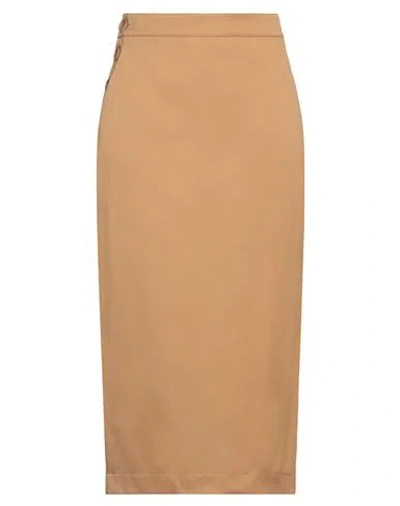 Max Mara Woman Midi Skirt Camel Size 10 Cotton In Beige