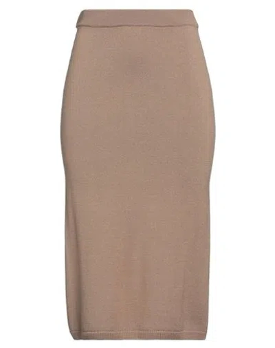 Max Mara Woman Midi Skirt Khaki Size S Virgin Wool In Nude