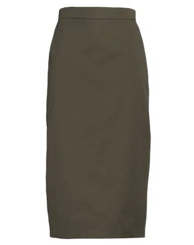 Max Mara Woman Midi Skirt Military Green Size 10 Cotton