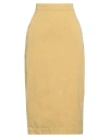 Max Mara Woman Midi Skirt Mustard Size 10 Cotton In Yellow
