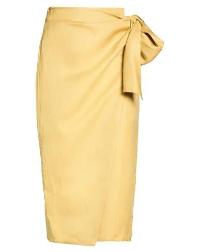Max Mara Woman Midi Skirt Mustard Size 2 Linen, Silk In Yellow