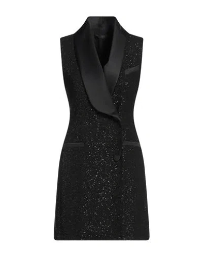 MAX MARA MAX MARA WOMAN MINI DRESS BLACK SIZE 8 VISCOSE, POLYAMIDE, WOOL, POLYESTER, ELASTANE