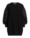 Max Mara Woman Mini Dress Black Size L Virgin Wool, Polyester, Silk