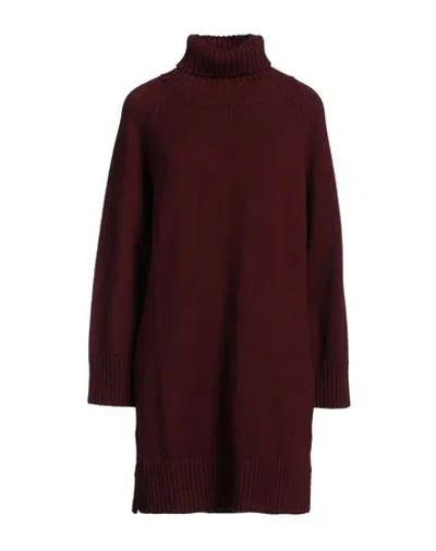 Max Mara Woman Mini Dress Burgundy Size L Virgin Wool