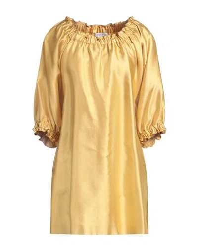 Max Mara Woman Mini Dress Mustard Size 8 Silk, Cotton In Yellow