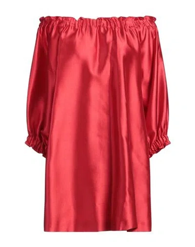 Max Mara Woman Mini Dress Red Size 6 Silk, Cotton
