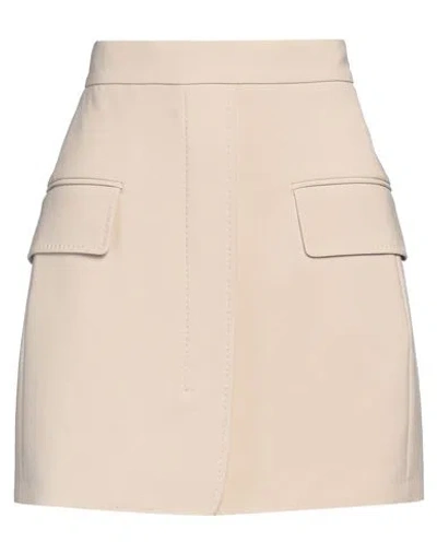 MAX MARA MAX MARA WOMAN MINI SKIRT BEIGE SIZE 8 VIRGIN WOOL, ELASTANE