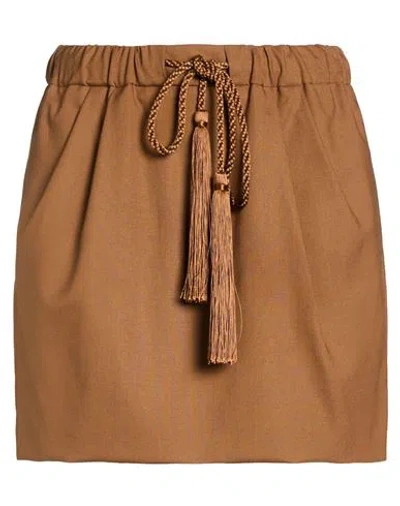 Max Mara Short Length Tassel Detail Skirt In Brown