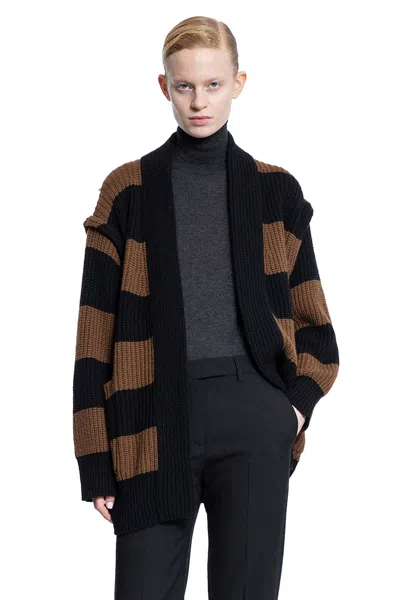 Max Mara Agre Striped Cardigan In Black