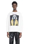 Max Mara Bacco Cotton Sweatshirt With Wegman Print In Off-white