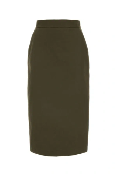 Max Mara Olive Green Cotton Skirt In Military Green