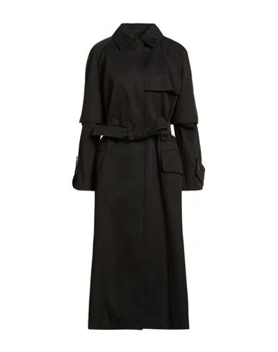 Max Mara Woman Overcoat & Trench Coat Black Size 8 Cotton