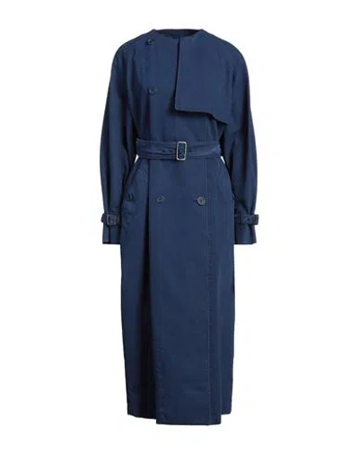 Max Mara Sfilata Woman Overcoat & Trench Coat Blue Size 8 Cotton