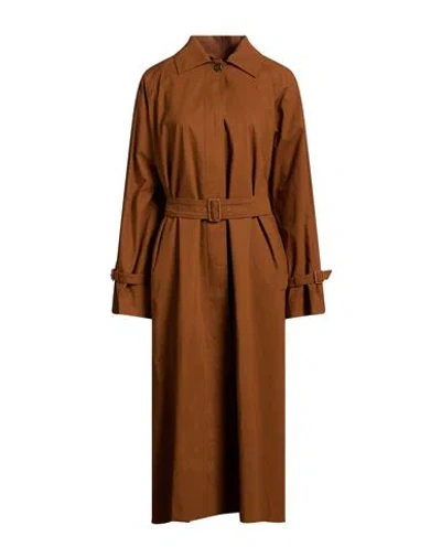 Max Mara Woman Overcoat & Trench Coat Brown Size 10 Cotton, Elastane