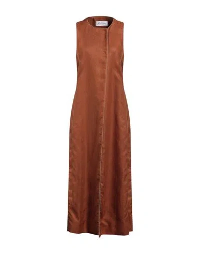 MAX MARA MAX MARA WOMAN OVERCOAT & TRENCH COAT BROWN SIZE 8 LINEN