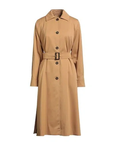 Max Mara Woman Overcoat & Trench Coat Camel Size 12 Cotton In Brown