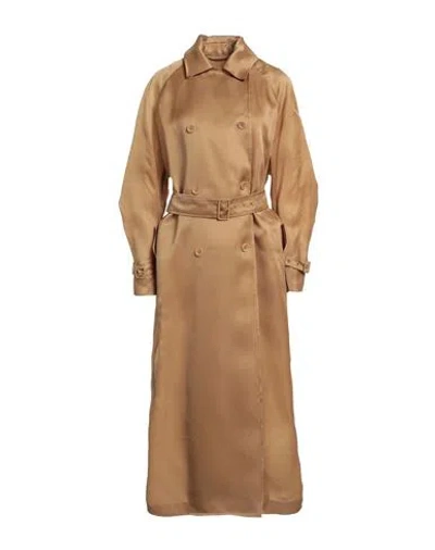 MAX MARA MAX MARA WOMAN OVERCOAT & TRENCH COAT MUSTARD SIZE 8 SILK