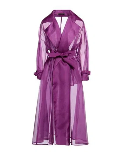 Max Mara Woman Overcoat Purple Size 8 Silk