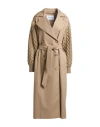 Max Mara Woman Overcoat & Trench Coat Sand Size 10 Virgin Wool, Cotton, Polyamide, Elastane In Brown