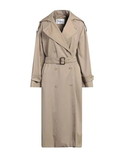 Max Mara Woman Overcoat & Trench Coat Sand Size 12 Virgin Wool, Cotton In Neutral