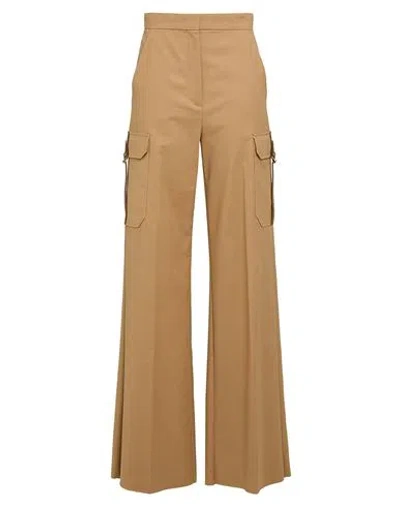 MAX MARA MAX MARA WOMAN PANTS CAMEL SIZE 8 COTTON, ELASTANE, COW LEATHER